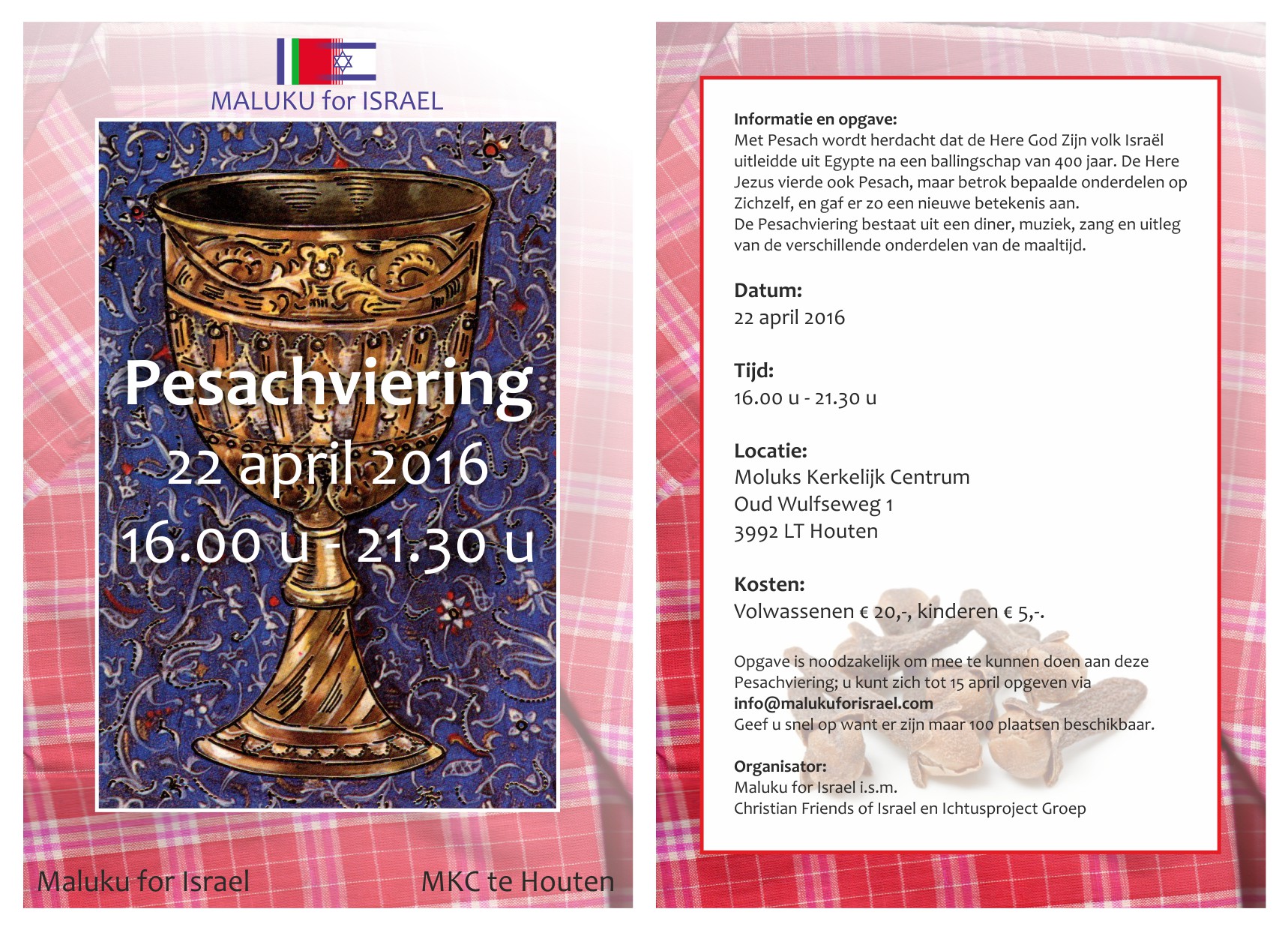 Maluku for Israel - Uitnodiging Pesach Maluku for Israel - Uitnodiging Pesach